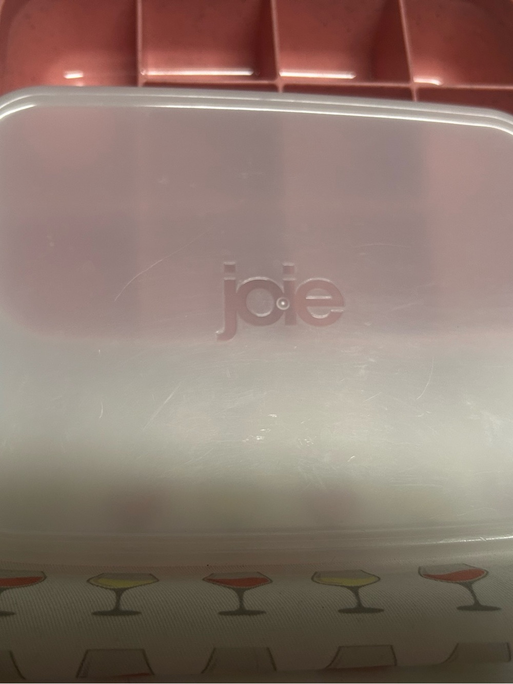 Joie Frosted Pink Divided Lunch Box with Printed Base